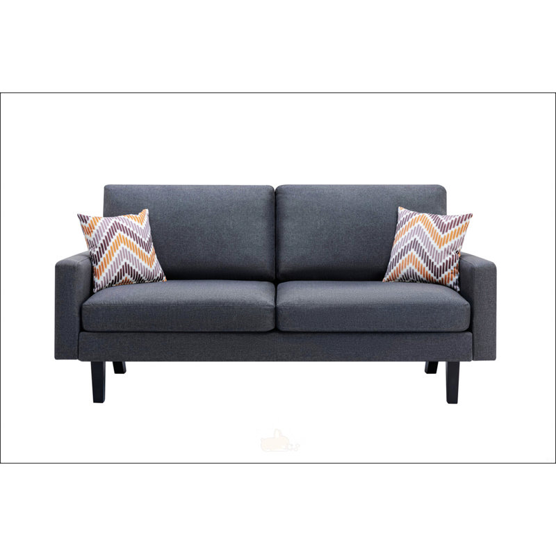 Canapé 70 po en lin avec 2 coussins décoratifs, Gris foncé, Noir