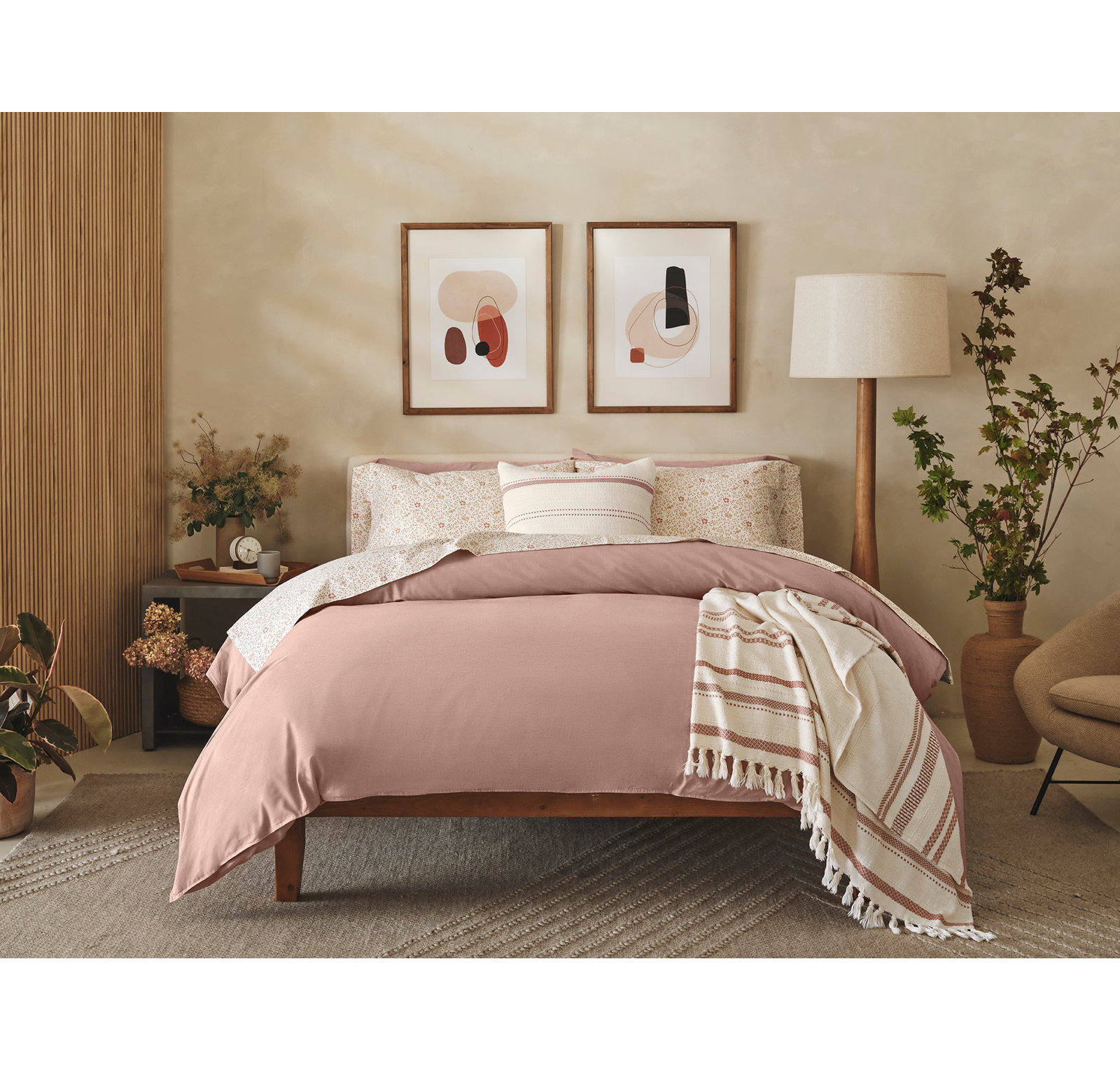 Organic Cotton Duvet Cover Set, King/Cal King Duvet Cover, Praline Chambray