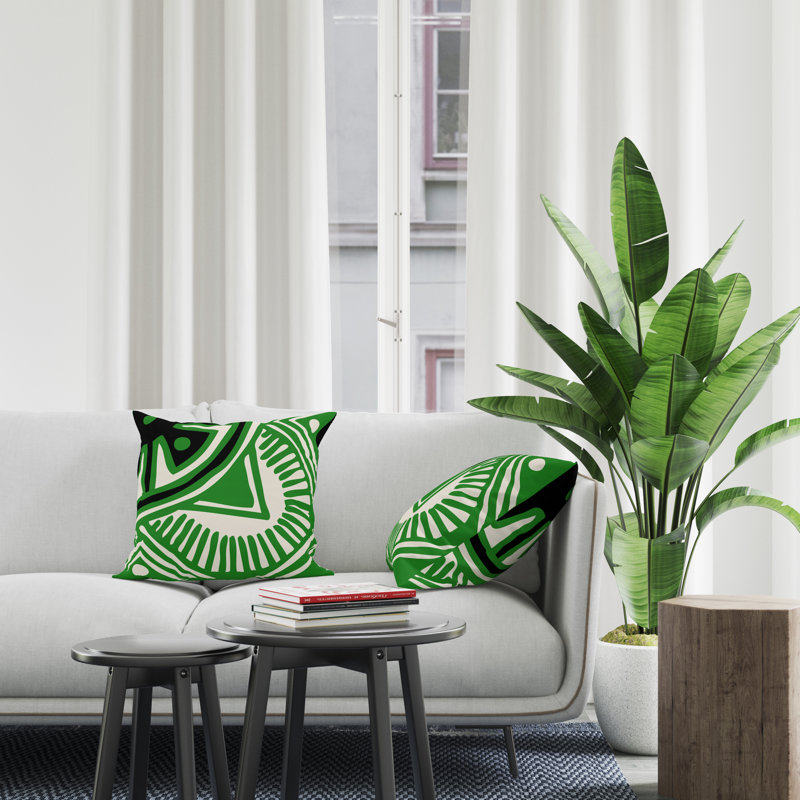 Jeté carré en polyester intérieur / extérieur, L 15 po x H 15 po, Vert