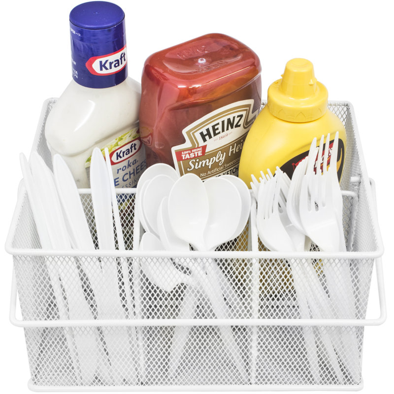 Sorbus Mesh Multi-Purpose Flatware Caddy with Handle, White