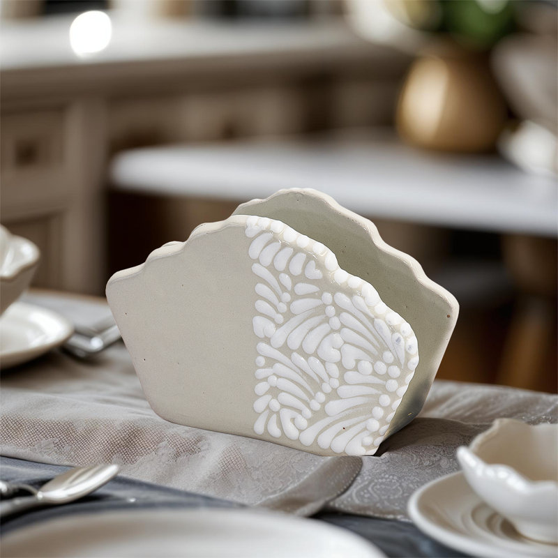 High Quality Flower Napkin Holder - White/gray