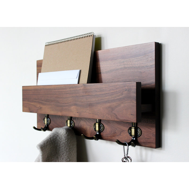 Clorinda Solid Wood Wall Organizer, Walnut