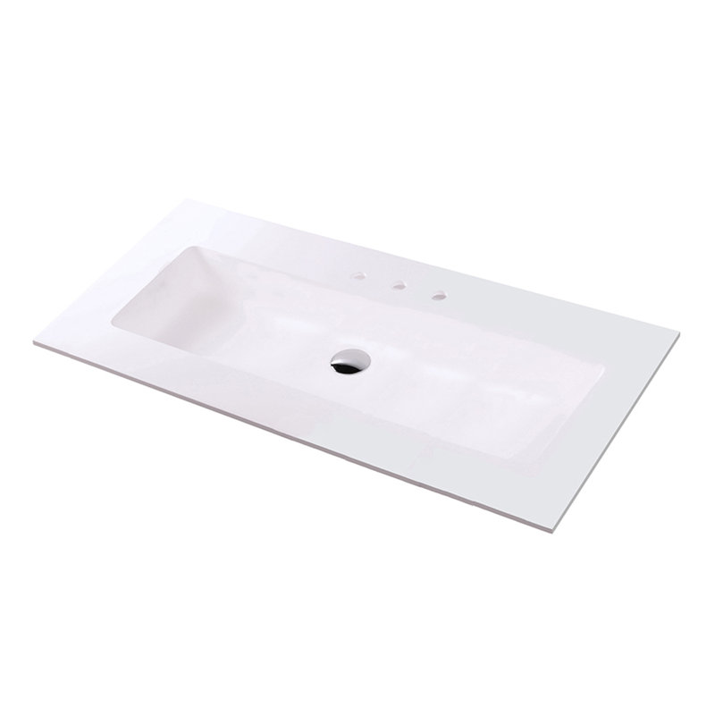 Kubitop 48.5'' L Bathroom Sink, Matte White, 3 Hole - 8" Centers