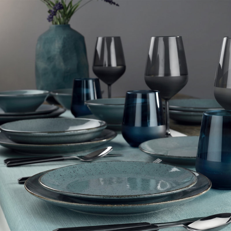 Service de table 18 pièces, service pour 6 Amarye, Bleu