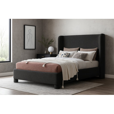 Ivyann Upholstered Unfinished Wingback Bed