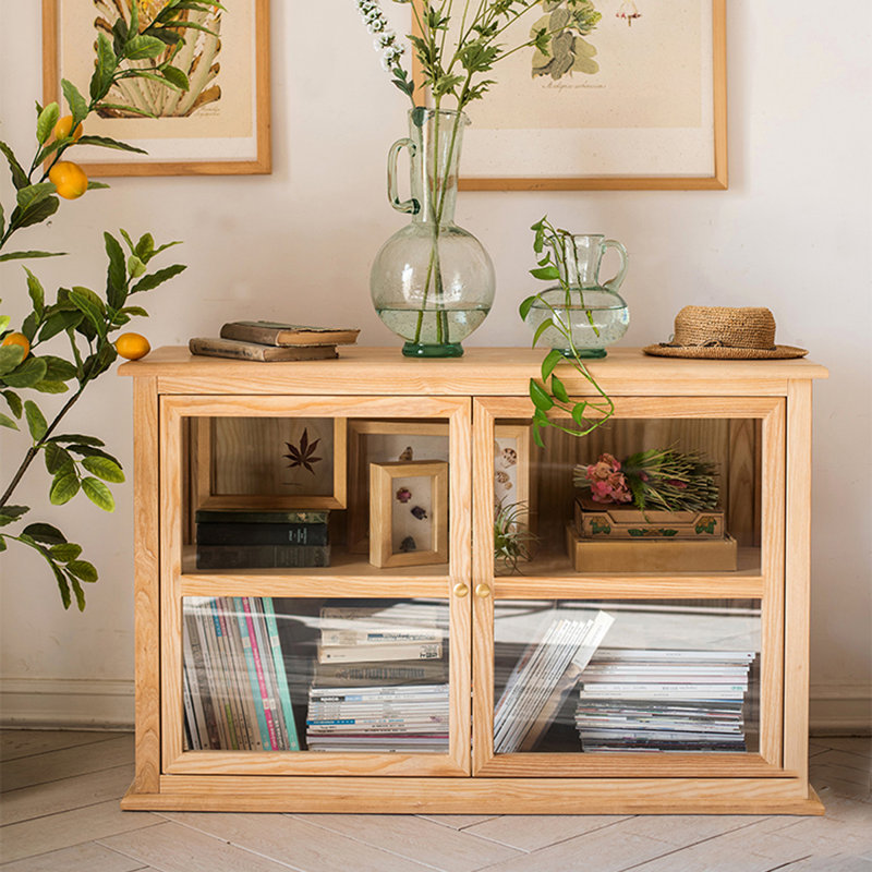 Burlywood Solid Wood+Tempered Glass Display Cases
