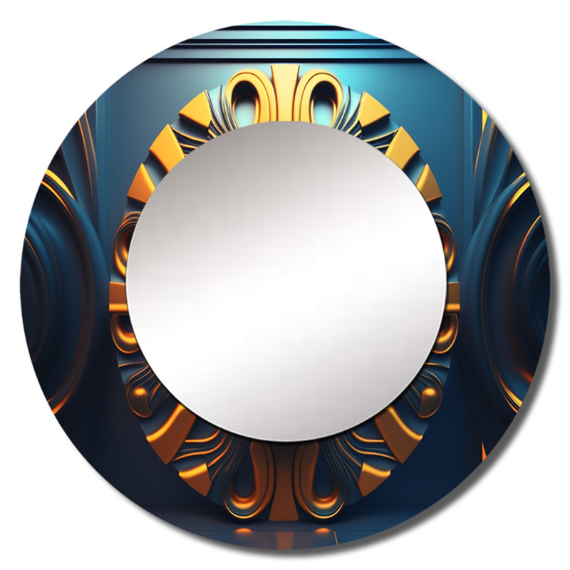 «Semja Classical Golden Goddess Woman», miroir mural décoratif pour femme, miroir rond doré, impression sur métal