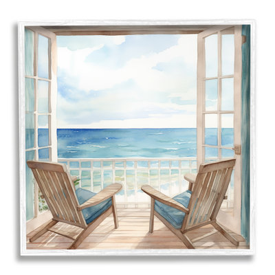Ba-025 - Vue de fenêtre encadrée bord de mer sur toile par LSR Design Studio