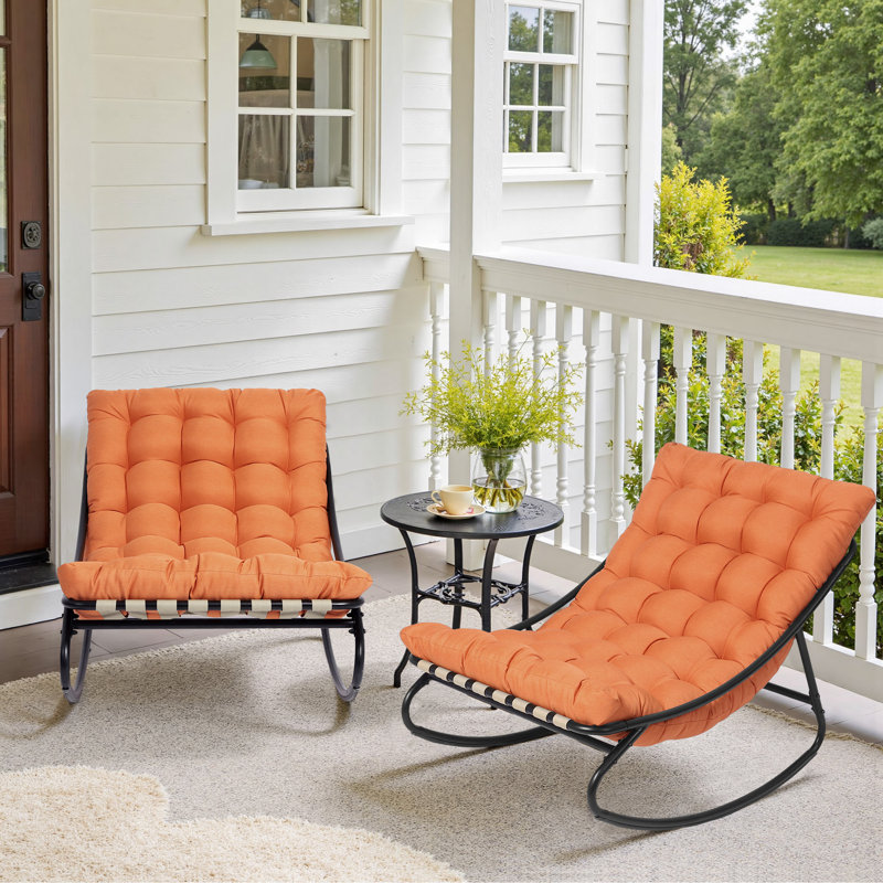 Chaise berçante d'extérieur avec repose-pieds Nola (ensemble de 2), Orange, Yes