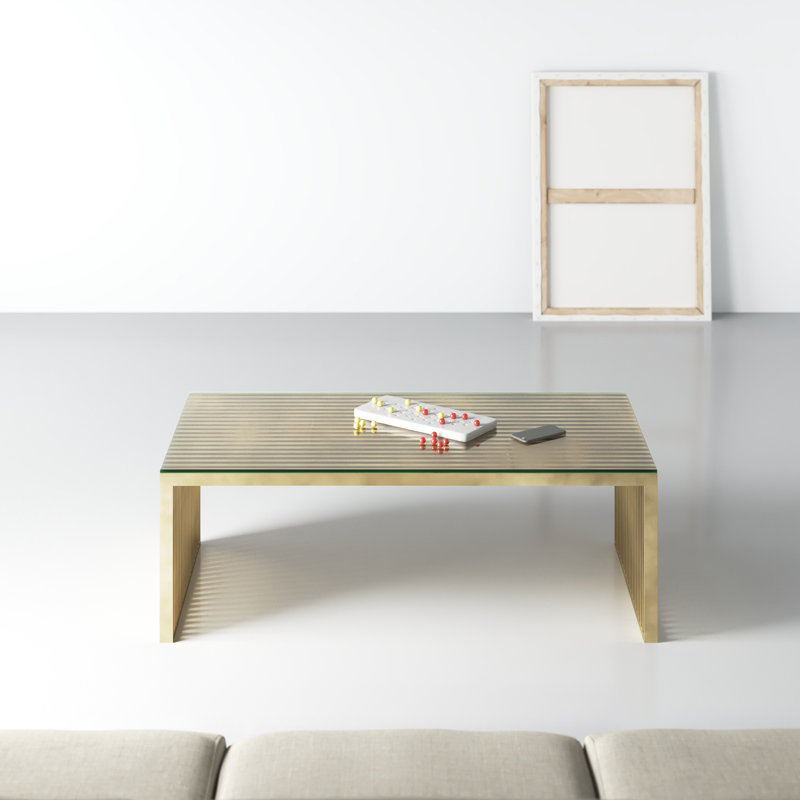 Jules Glass Top Coffee Table, Gold