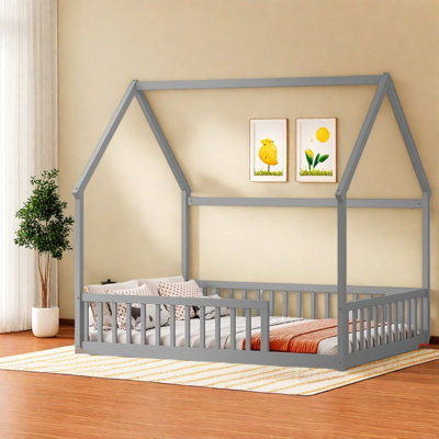 Lits pour plancher Safe House, chambre d'enfant pleine grandeur en bois de pin
