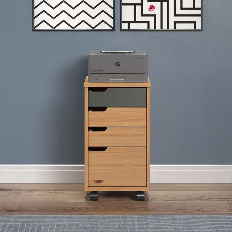 Brugos 32cm Wide 4 -Drawer Mobile File Cabinet, Honey