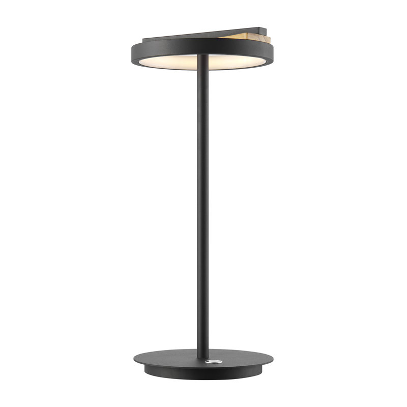 Satin Black & Wood Table Lamp
