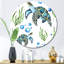 Tortue de mer, algues et bulles - Art mural à motif de cercle en métal-68857366