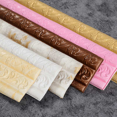 6 pièces, bordure murale en mousse auto-adhésive 3D, 90 x 3 pouces, autocollant de moulage flexible imperméable pour la décoration de maison / bureau / hôtel, bordure de taille détachable et réutilisable