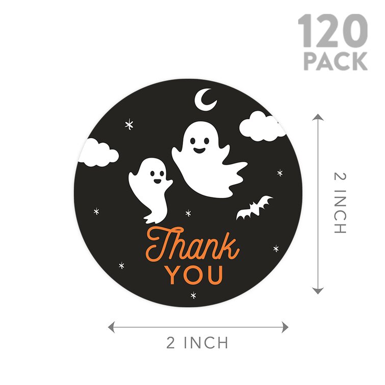 Thank You Cute Little Ghosts Happy Halloween Stickers (Set of 120) The Holiday Aisle