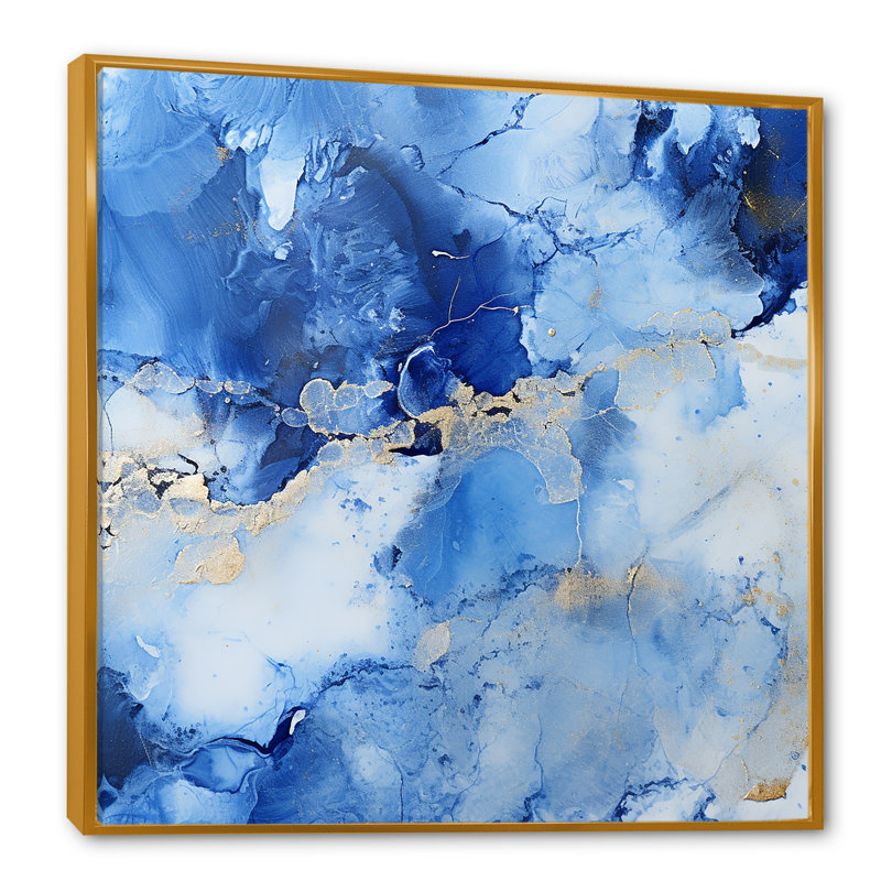 «Blue Sapphire Sphere - Stone Geode», art mural, Or, H 16 po x l 16 po