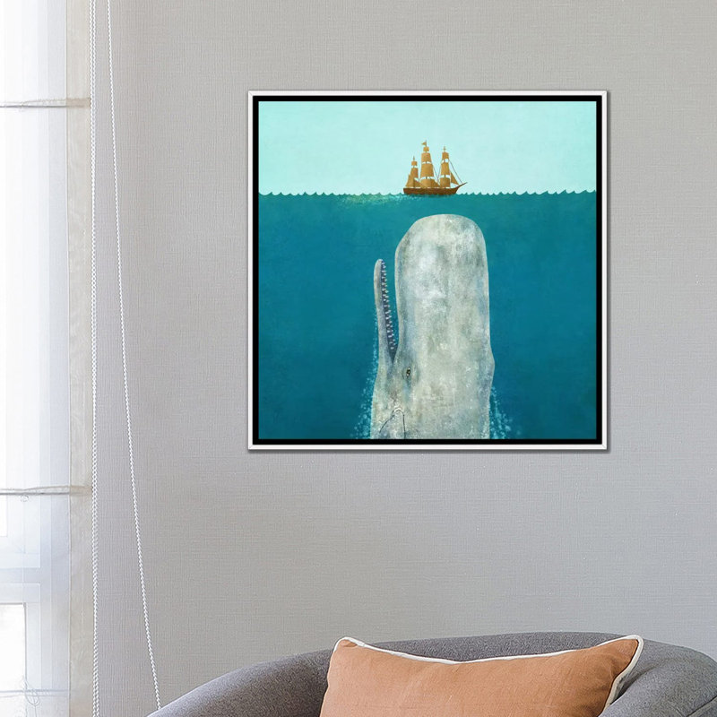 «The Whale Square» par Terry Fan, H 26 po x l 26 po x P 1,5 po, Toile blanche encadrée