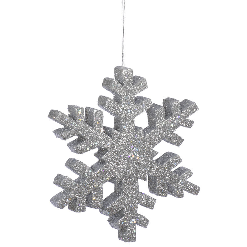 Ornement en forme de flocon de neige d'extérieur scintillant, H 24 po x l 24 po x P 2 po, Argent