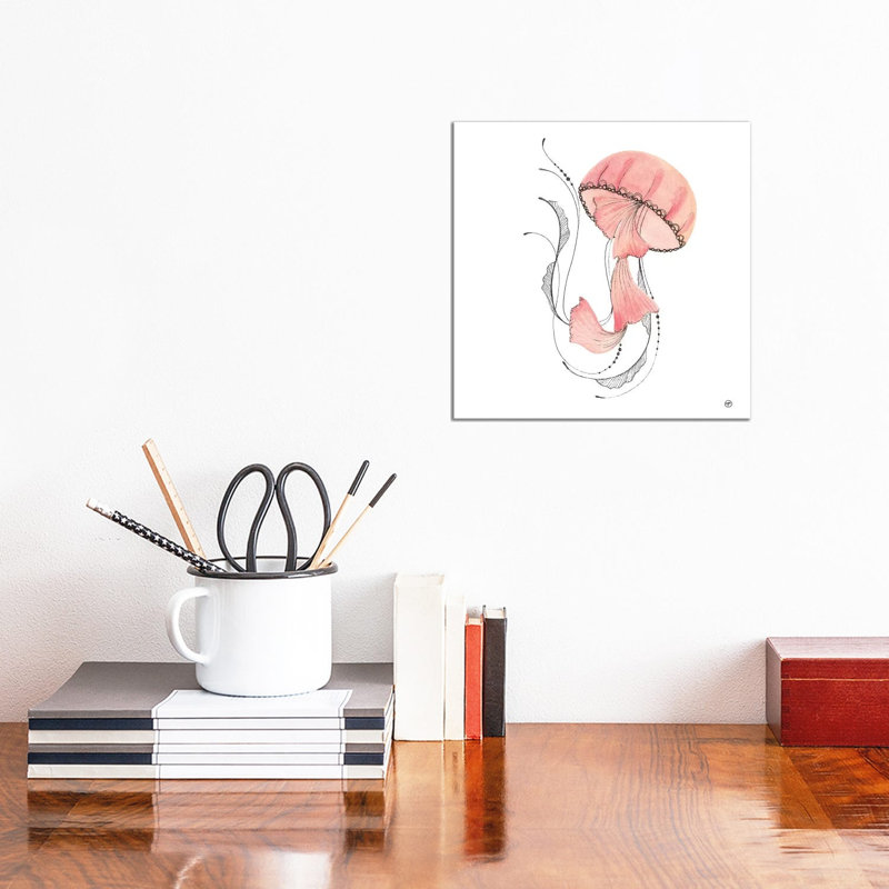 Pink Jellyfish Paper by CreatingTaryn - Wrapped Canvas Painting, 30.48cm H x 30.48cm W x 1.91cm D