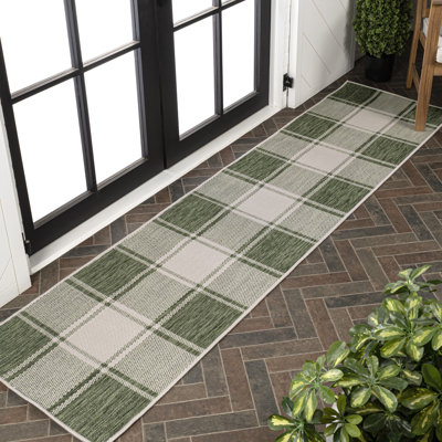 Tapis vert / crème intérieur / extérieur Sabine