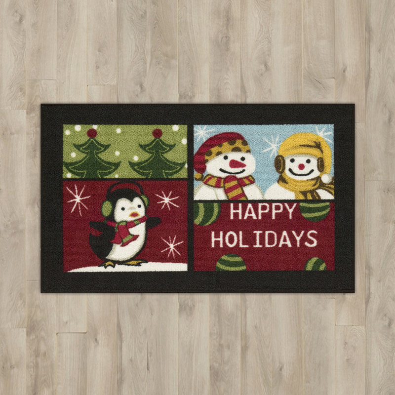 Tapis rouge/vert joyeuses fêtes, Rectangle 1 pi 8 po x 2 pi 9 po