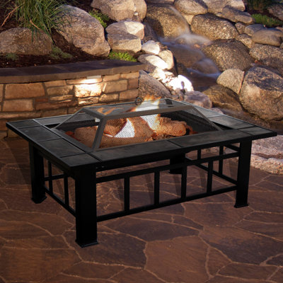 Rectangle Steel Wood Burning Fire Pit Table