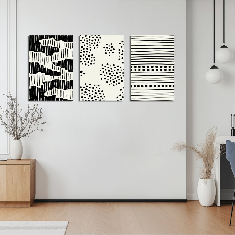 Ensemble de 3 tableaux sur toile à motifs géométriques abstraits, parfaits pour la décoration du salon et de la chambre.