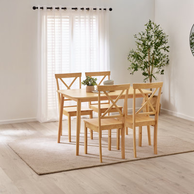 Drea Wooden Dining Table Set with 4 Soild Wood Dining Chairs - Traditional Farmhouse Kitchen Style