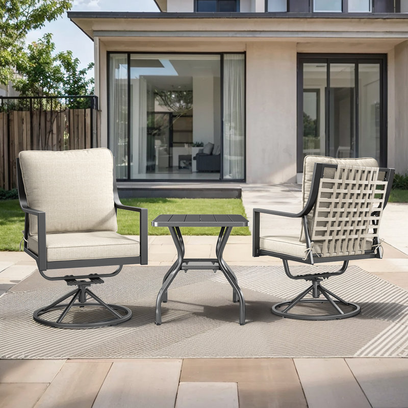 Ensemble de chaises de patio à bascule pivotantes avec table d'appoint Merlene
