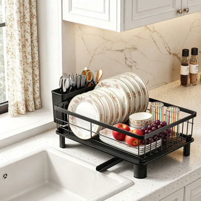 Dish Drying Rack Space Saving for Kitchen Counter, Stainless Steel Dish Drainer
