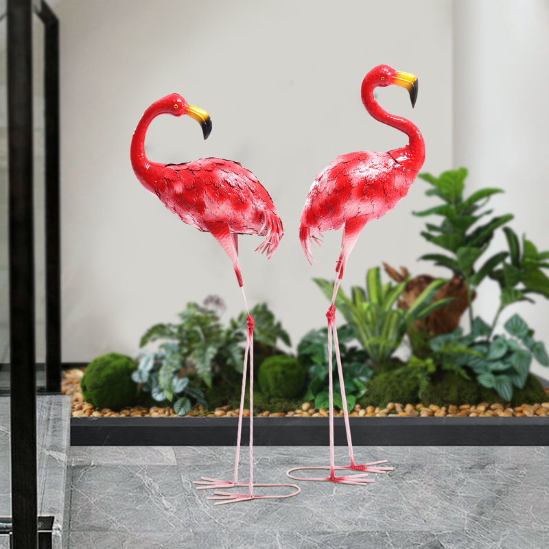 Statue de jardin flamant rose (ensemble de 2)