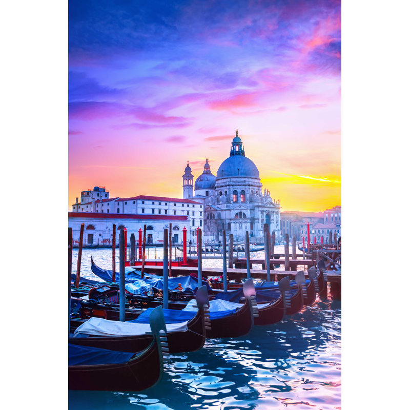 Coucher de soleil à Venise - photographie sur toile tendue, H 12 po x l 8 po