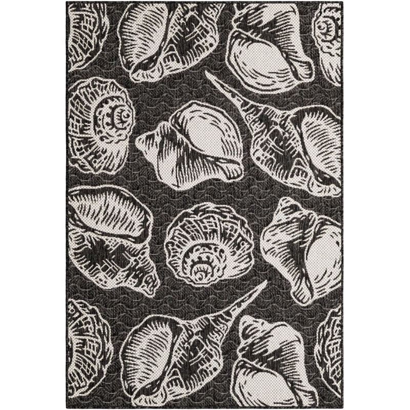 Contemporary Aviesel Area Rug Black and White Color, Rectangle 4'1" x 6'1"