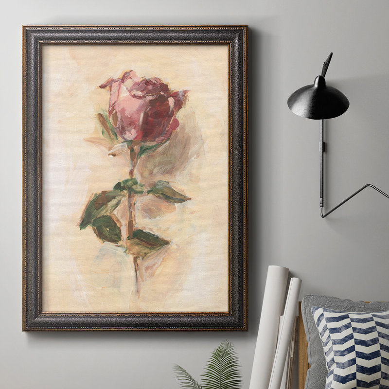 Painterly Rose Study I, toile encadrée de qualité supérieure - prête à être accrochée, H 20 po x l 16 po x P 1 po