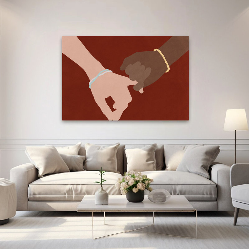 «Pinky Swear» - art numérique transitionnel contemporain mains minimalistes, H 40 po x l 60 po