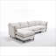 Canapé modulaire, canapé 4 places en L avec repose-pieds mobile, pour salon | Beige | Bois et tissu