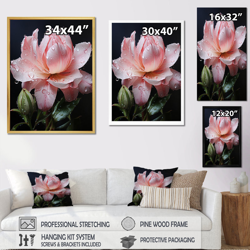 Murmures roses du printemps - impressions murales florales, Toile tendue, H 32 po x l 24 po x P 1 po
