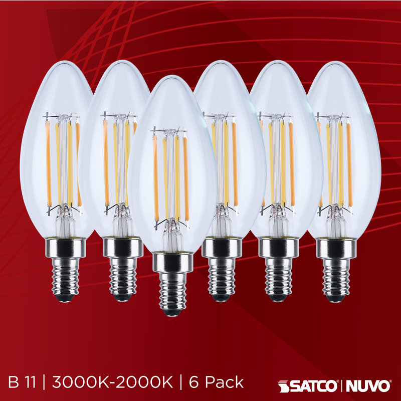 4.5 Watt LED B11 3000K-2000K Warm Dimming Candelabra Base Clear Finish, Clear