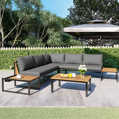 Ensemble de conversation modulaire 4 pièces avec coussins Sitwell
