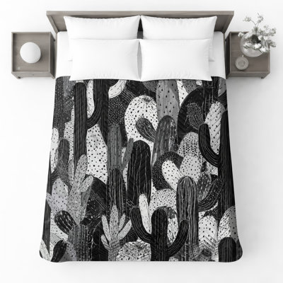 Cactus noir et blanc avec motif de cactus