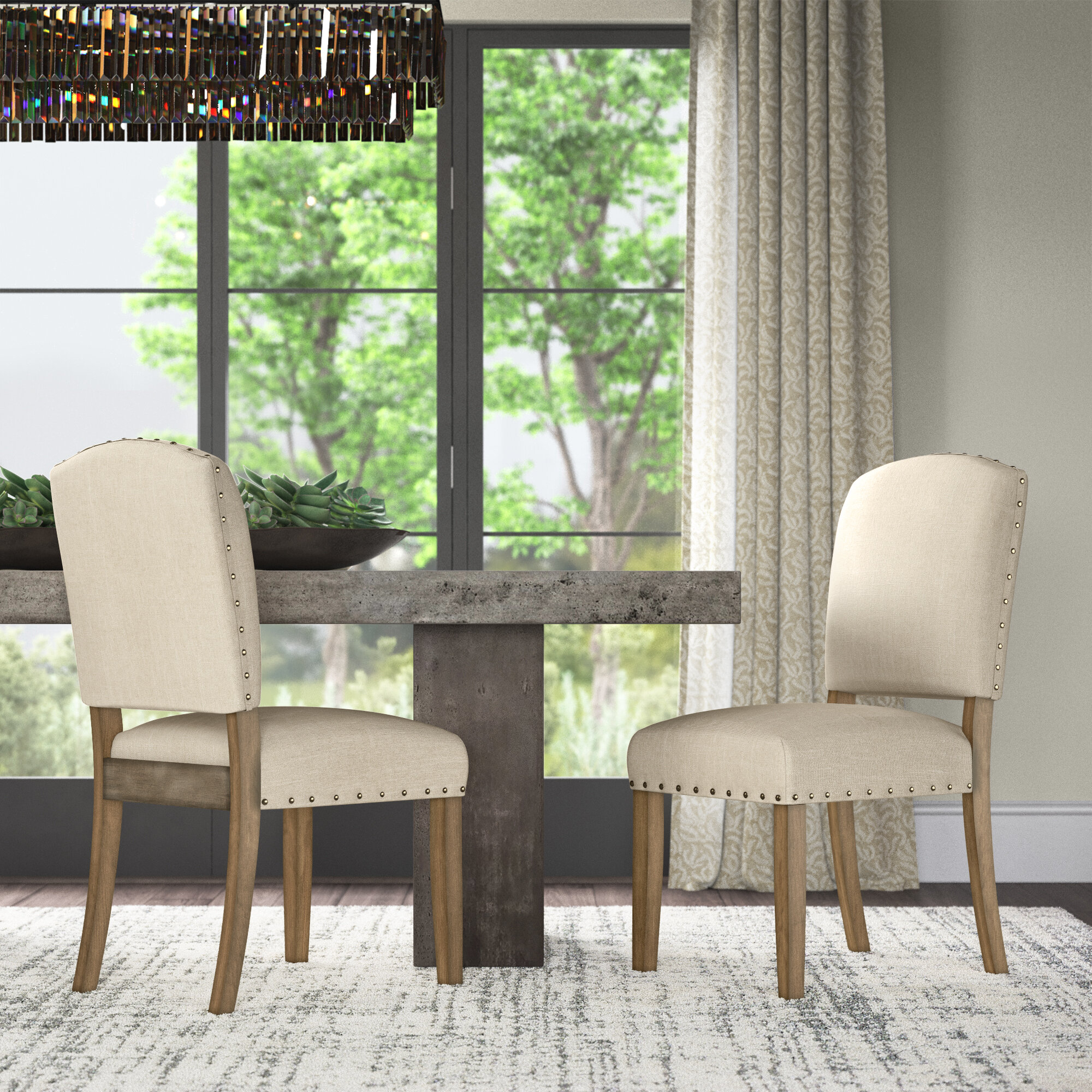 Rodden Solid Wood Dining Chair (Set of 2) Laurel Foundry Modern Farmhouse Upholstery Color: Beige