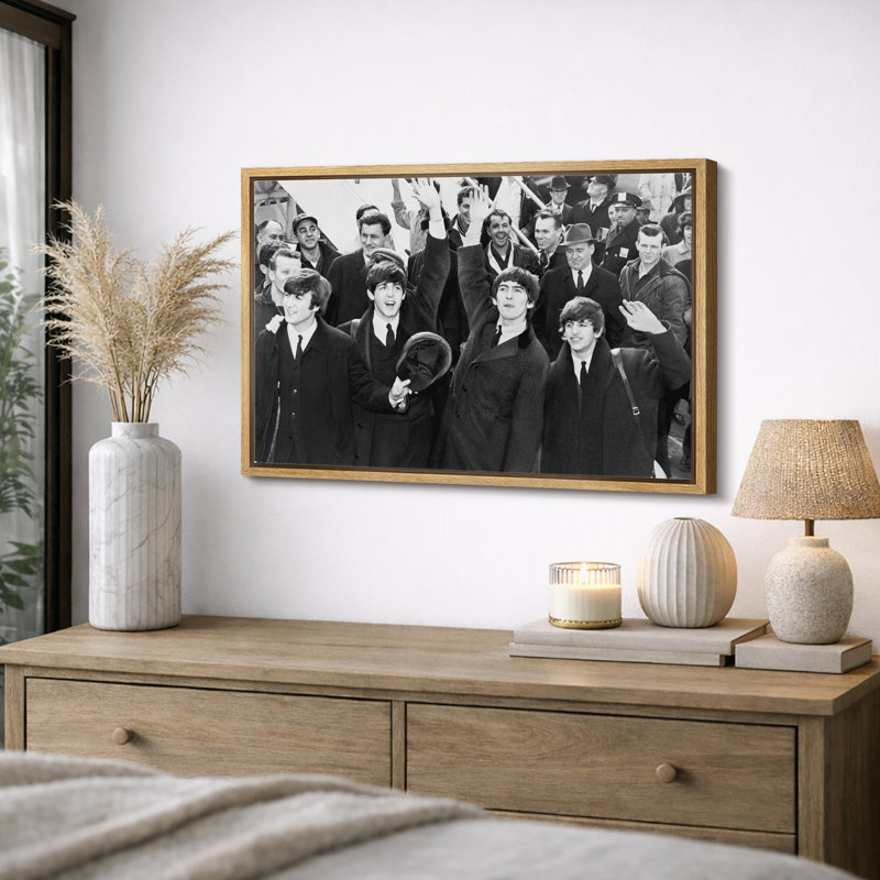 «The Beatles arrivée foule scène», photos de salon, impression sur toile, impression numérique sur toile encadrée.