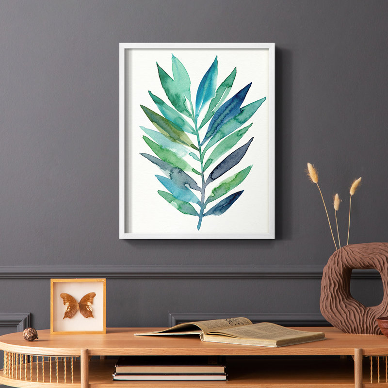 Palm Frond Flow II, reproduction encadrée - bois massif, Blanc, H 10 po x l 8 po