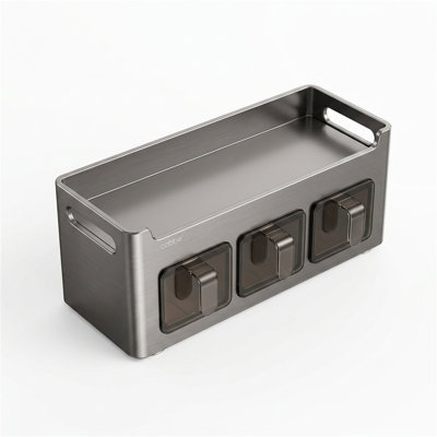 3-Compartment Stainless Steel Wall-Mounted Spice Rack
