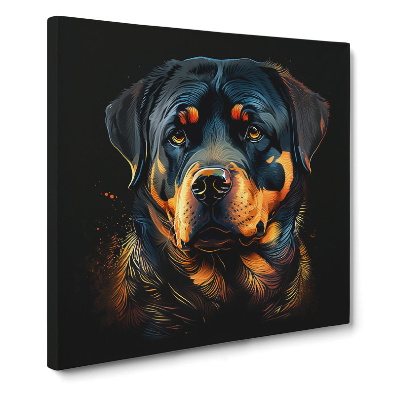 Rottweiler Graphic Art - Wrapped Canvas, 35cm H x 35cm W x 3cm D