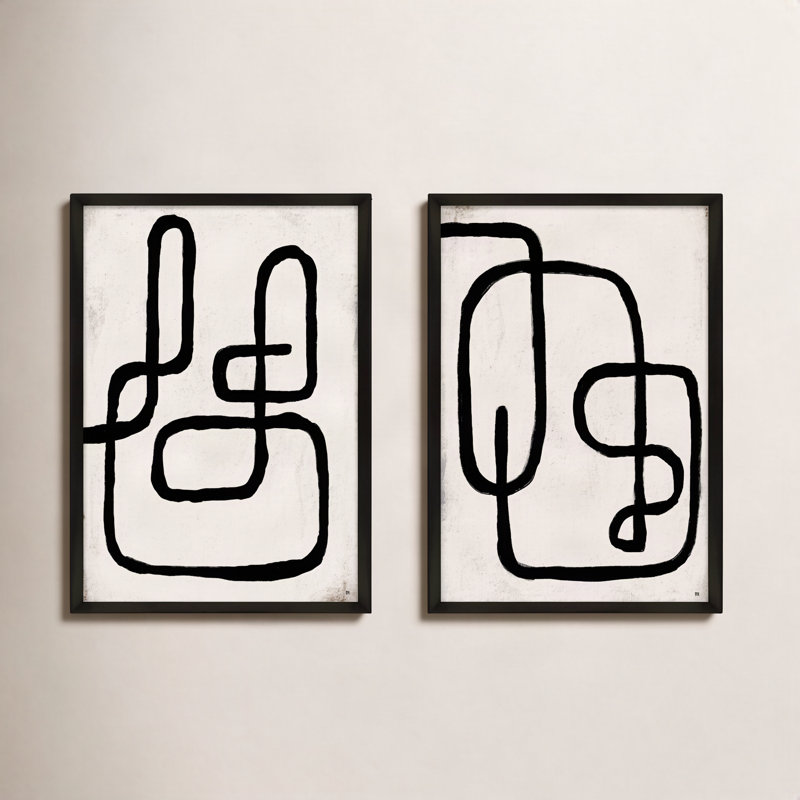 Linework Painting by StudioM, Black Framed Paper, 30" H x 42" W x 1.25" D