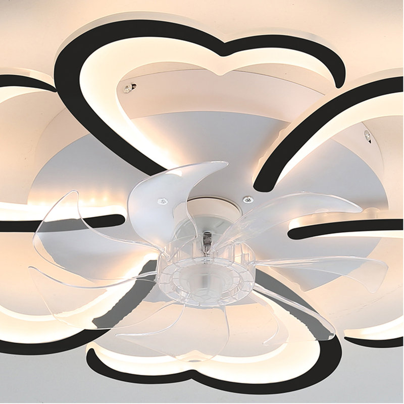 Ventilateur de plafond noir à profil bas de 26,7 po avec éclairage, moteur à courant continu à 6 vitesses, 3 couleurs, télécommande et contrôle des applications