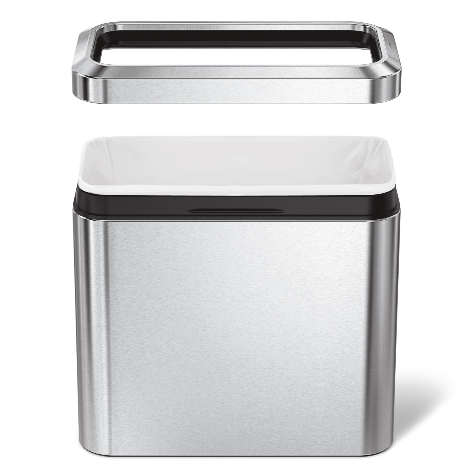 simplehuman 6.6gal Slim Open Trash Can, Brushed Stainless Steel