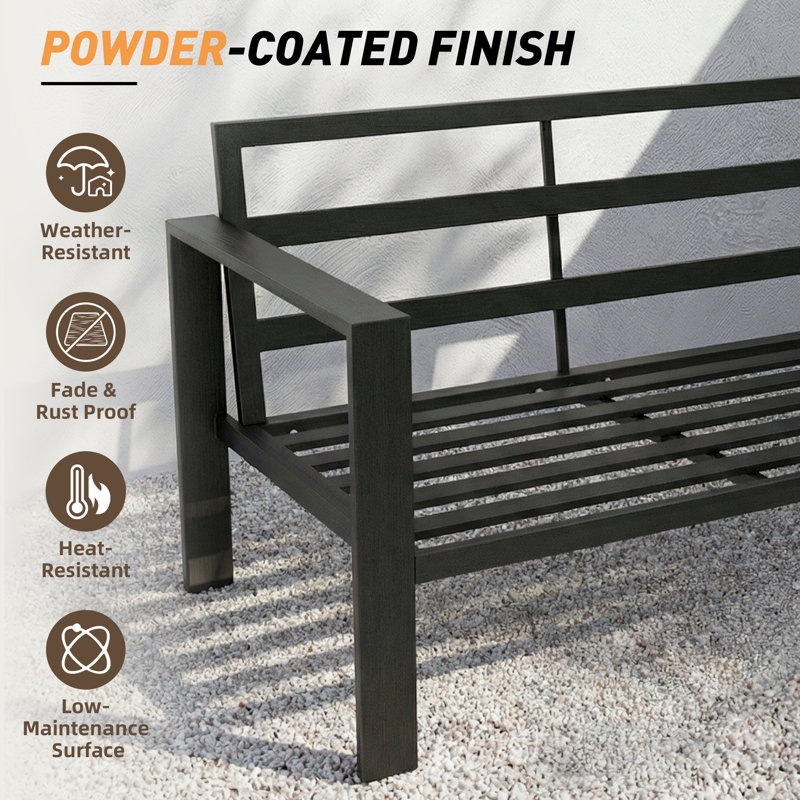 77" Wide L-Shaped Outdoor Patio Sectional Sofa With Cushions, Gray, Black